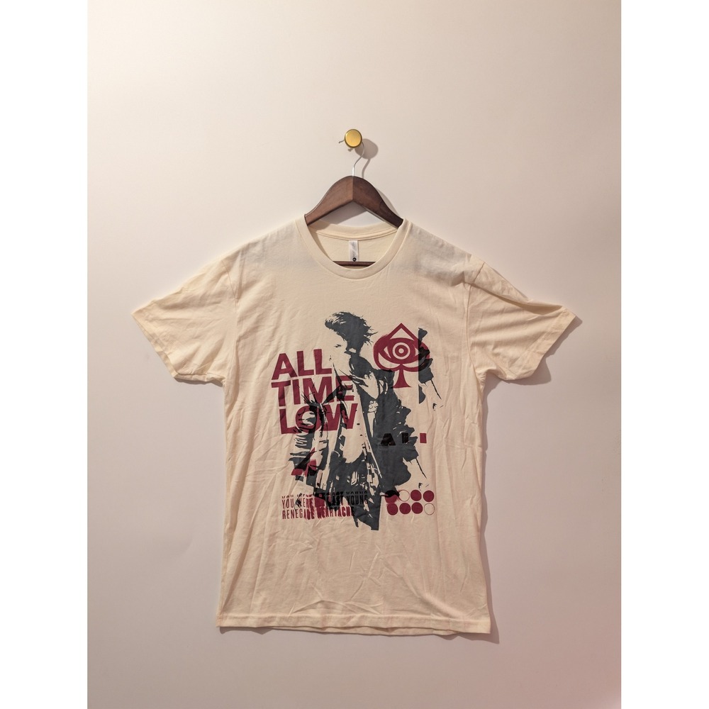 All Time Low Graphic Tee Mens M Cream Excellent Renegade Heartache Band Shirt